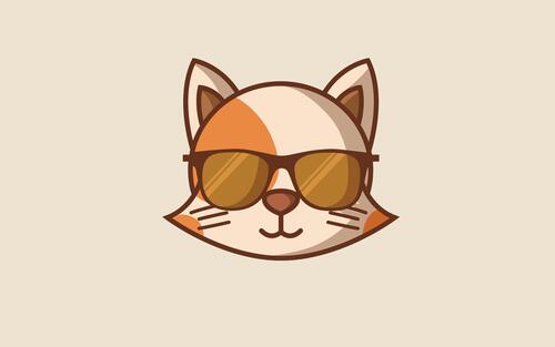 Minimalist cat face with glasses