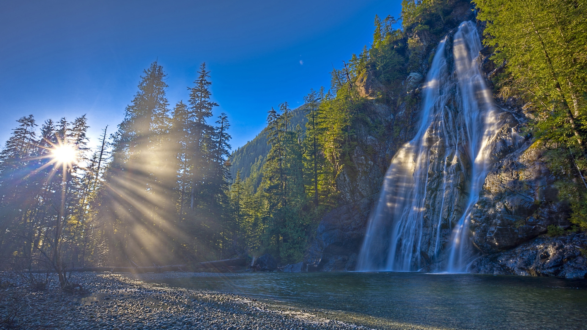 免费照片阳光明媚的下午，加拿大的一处瀑布
