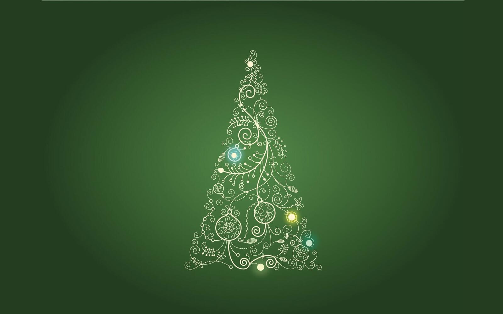 Бесплатное фото Абстрактная новогодняя елка на зеленом фоне