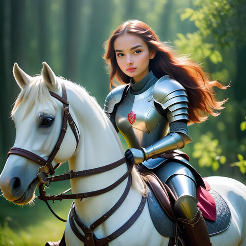 Девушка рыцарь на лошади