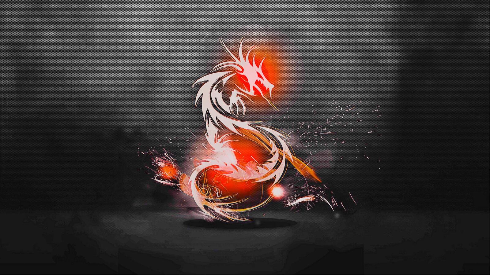 Free photo A drawing of a fire dragon