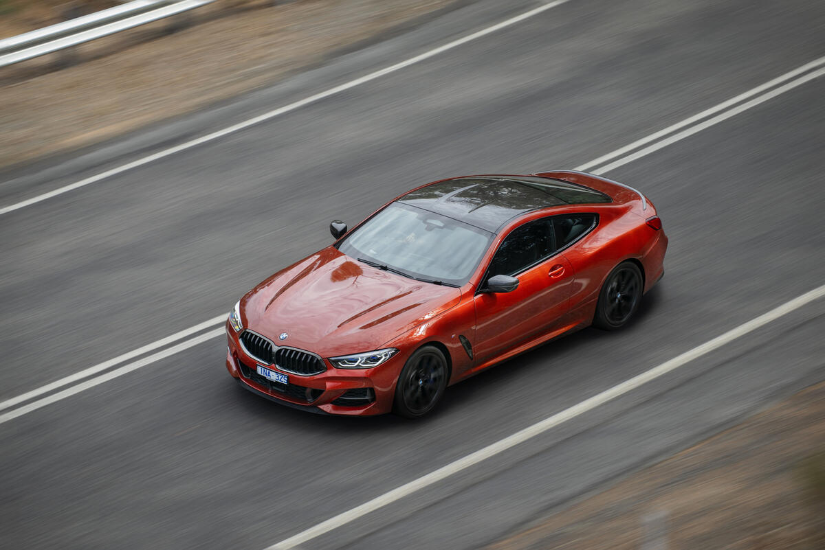 Sporty BMW M850i, with panoramic roof.