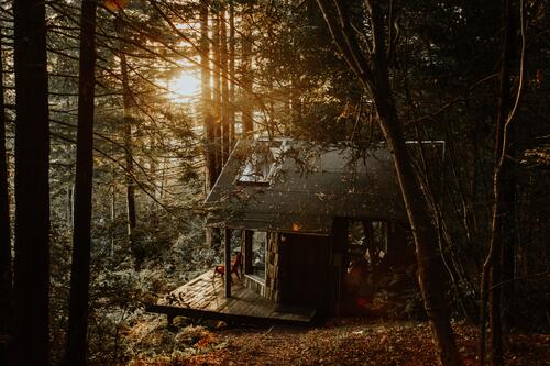A ranger`s house in the woods