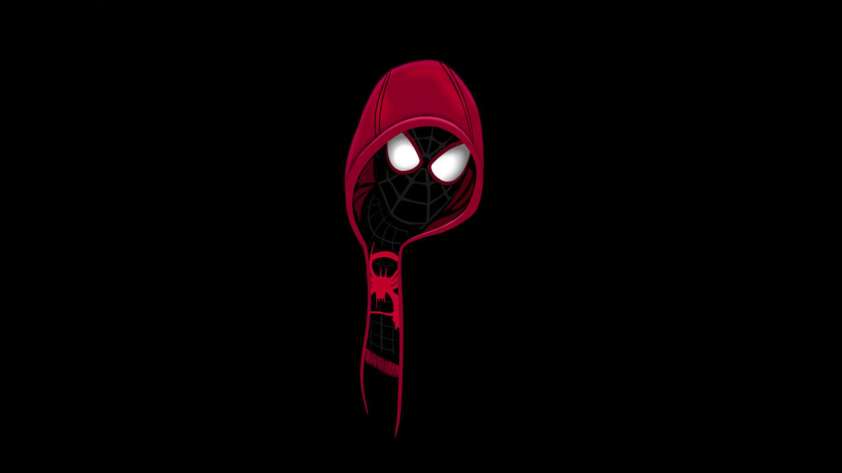 A silhouette of a hooded spider-man