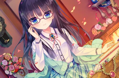 Anime girl with glasses for eyesight