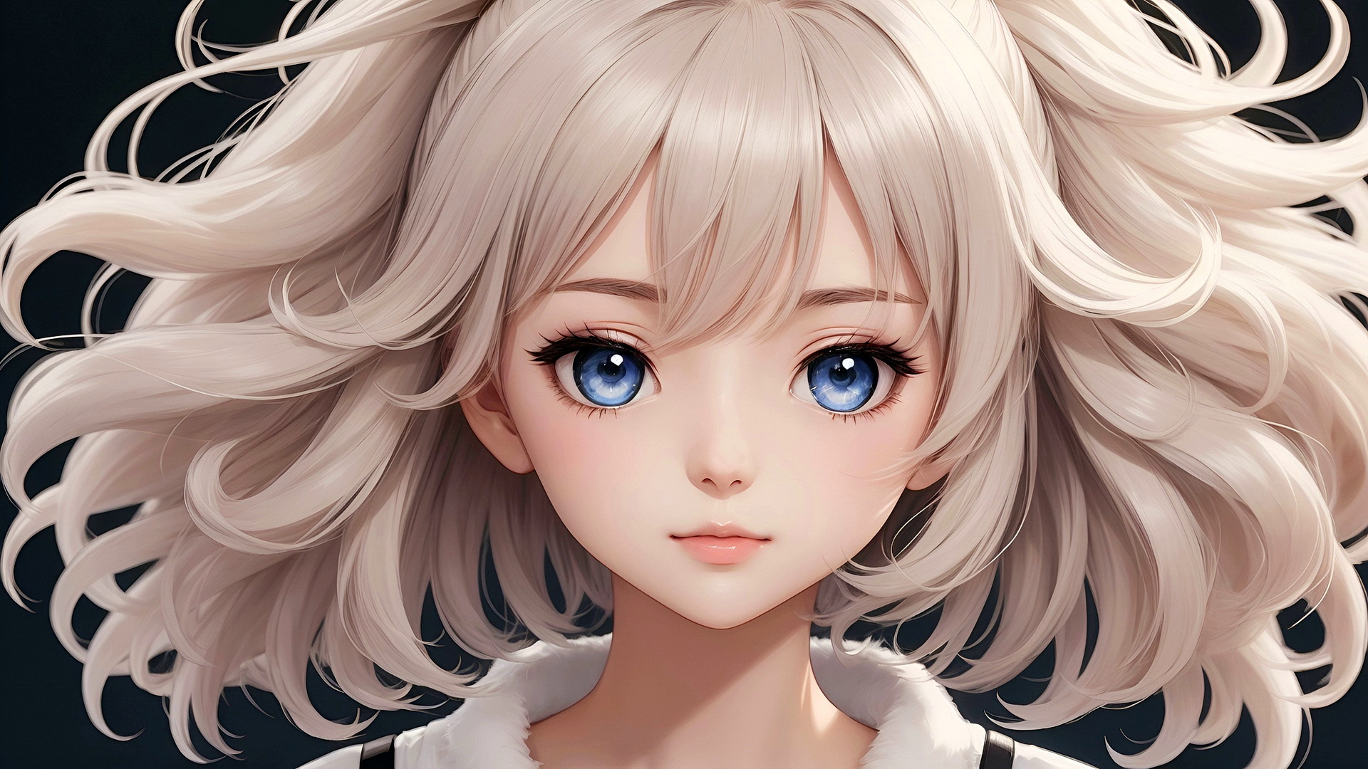 Free photo Portrait of anime girl blonde with bouffant hairstyle