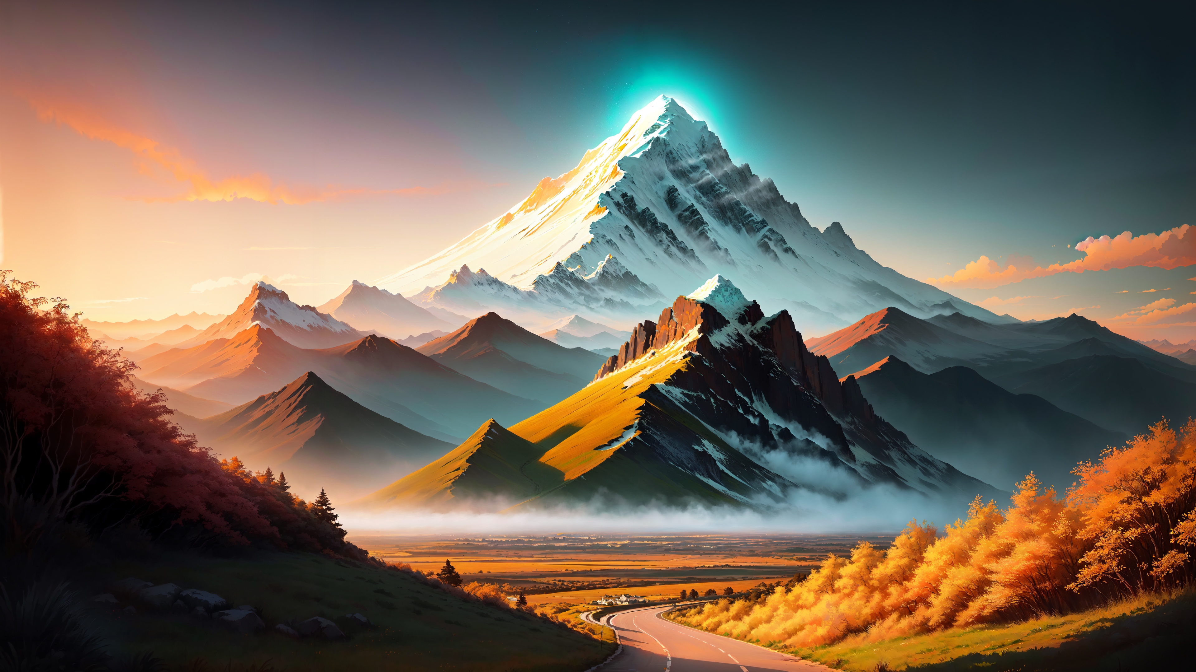 Drawing of the mountains in the fall