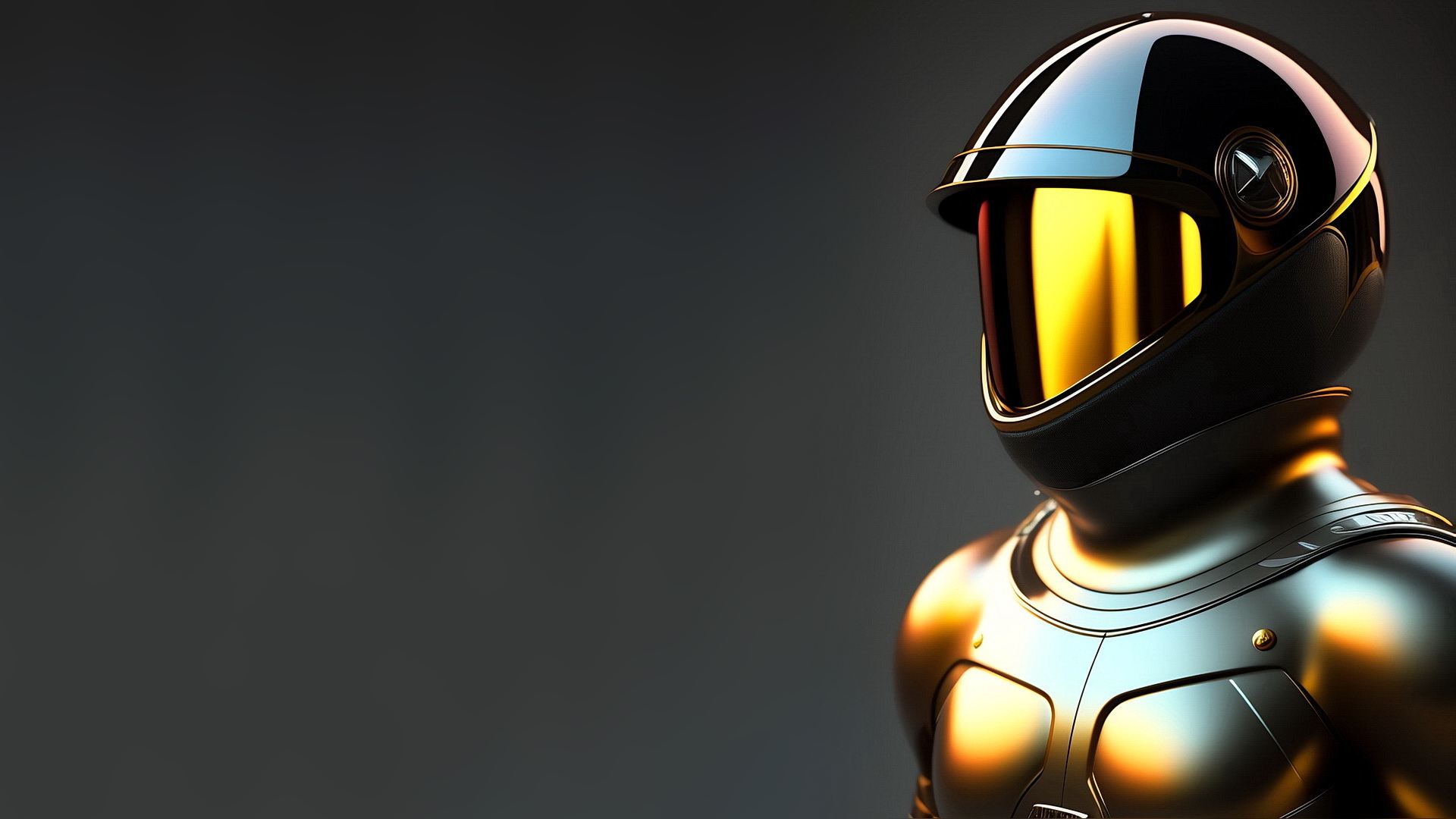 Free photo Man in armor and helmet on gray background