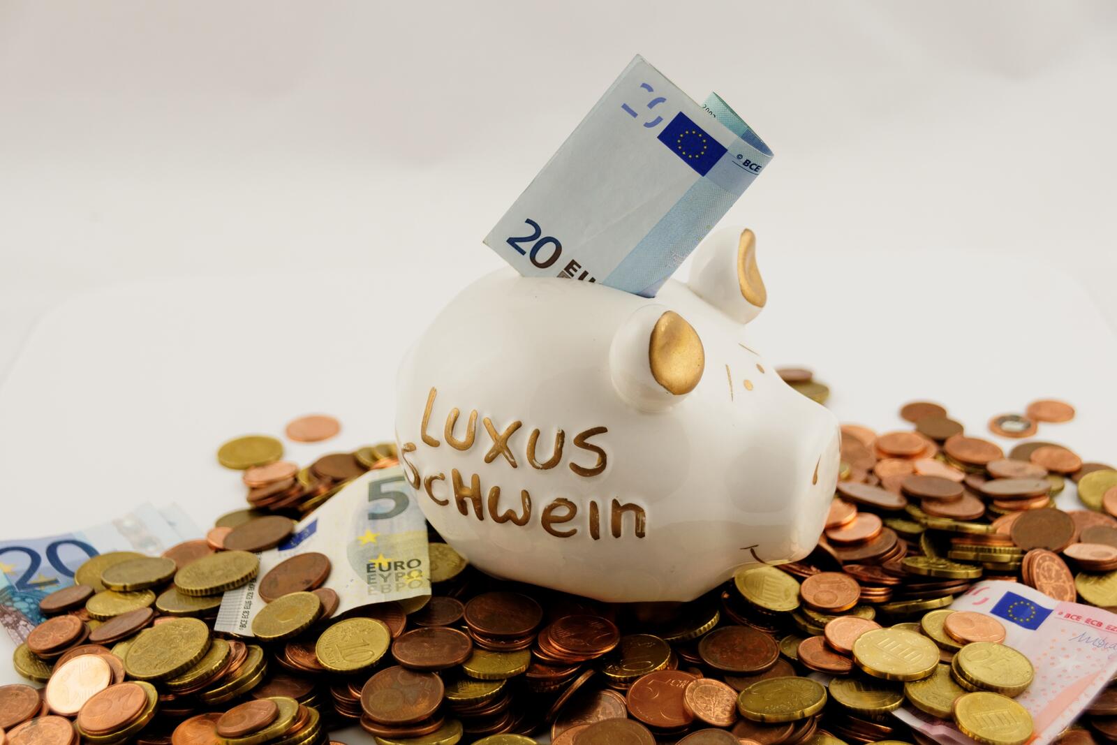 Бесплатное фото Копилка в виде свиньи с евро