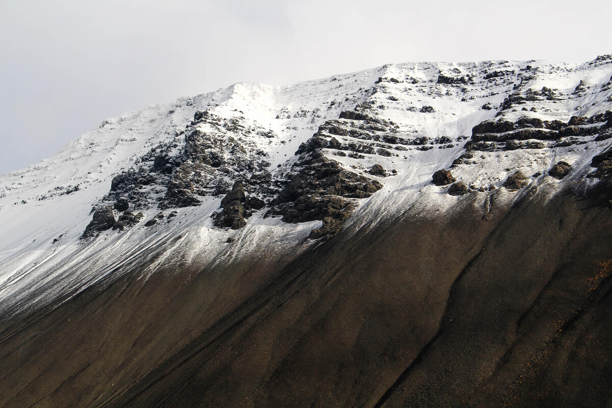 The snowy ridge of the mountain