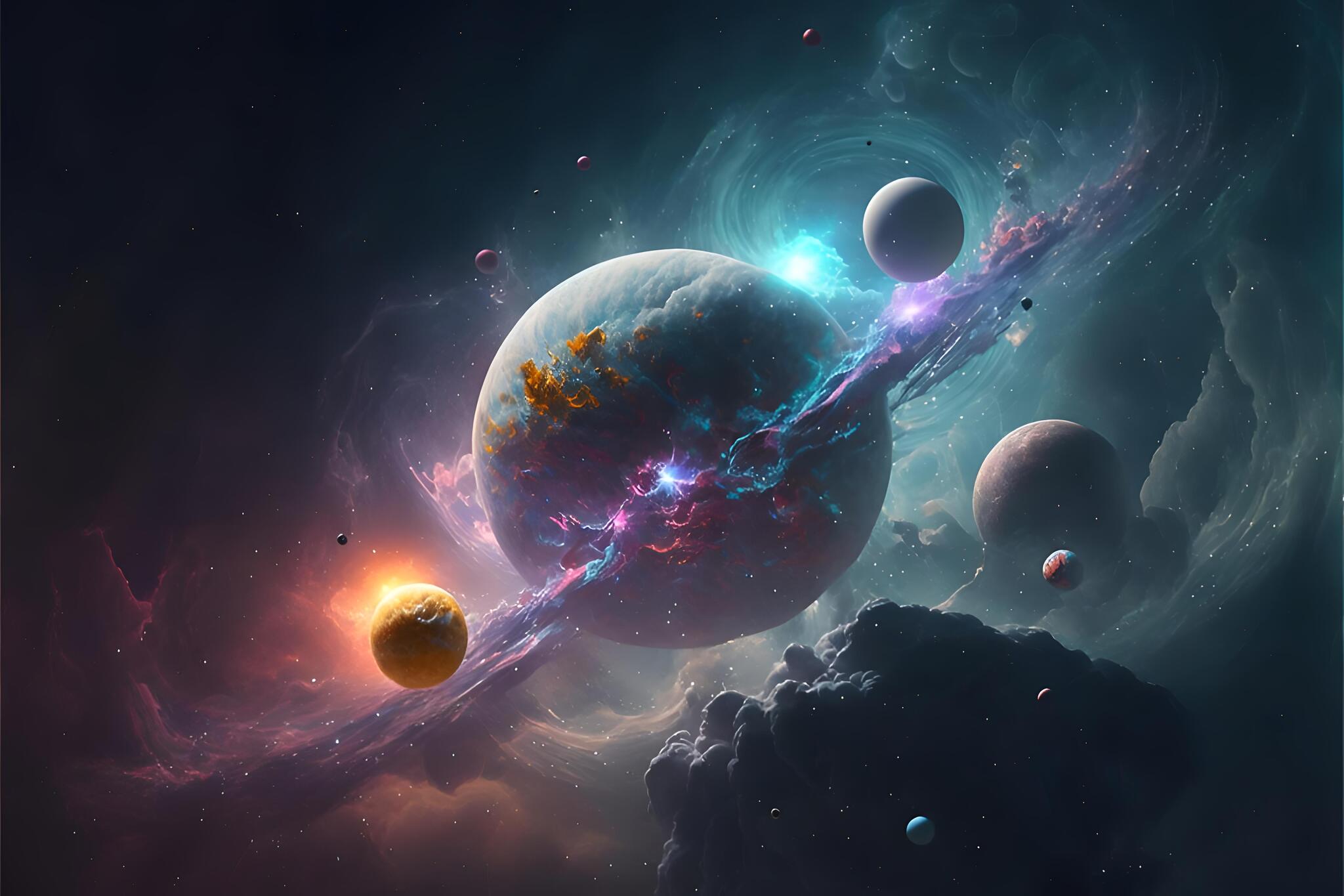 Бесплатное фото Красивая неизвестная планетарная система