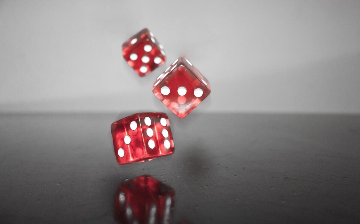 Thrown red dice