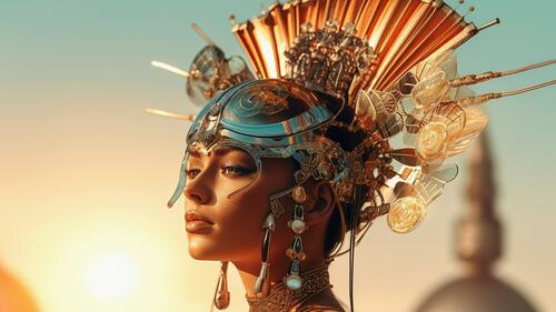Portrait of a girl with a beautiful headdress