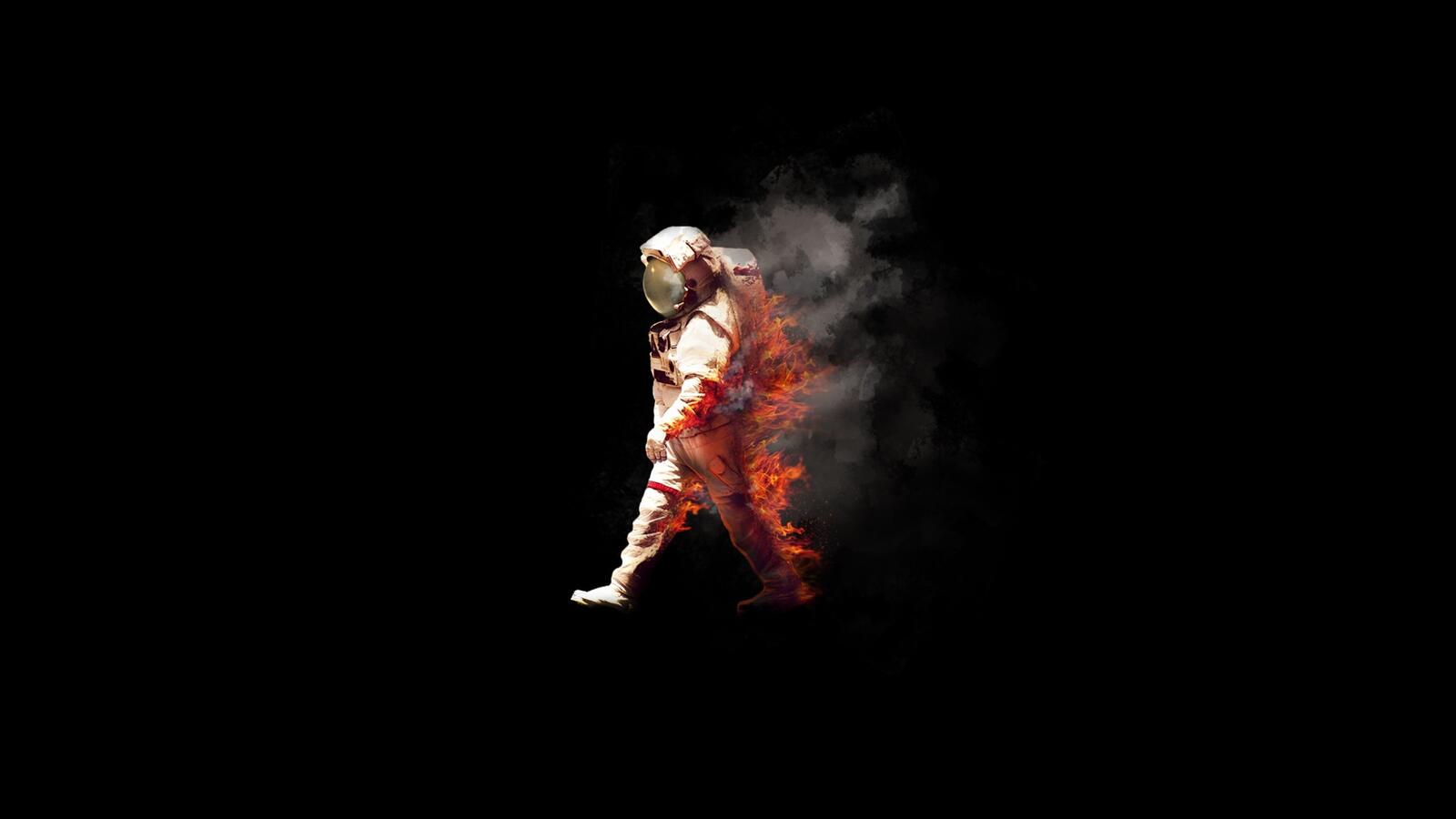 Free photo An astronaut on fire