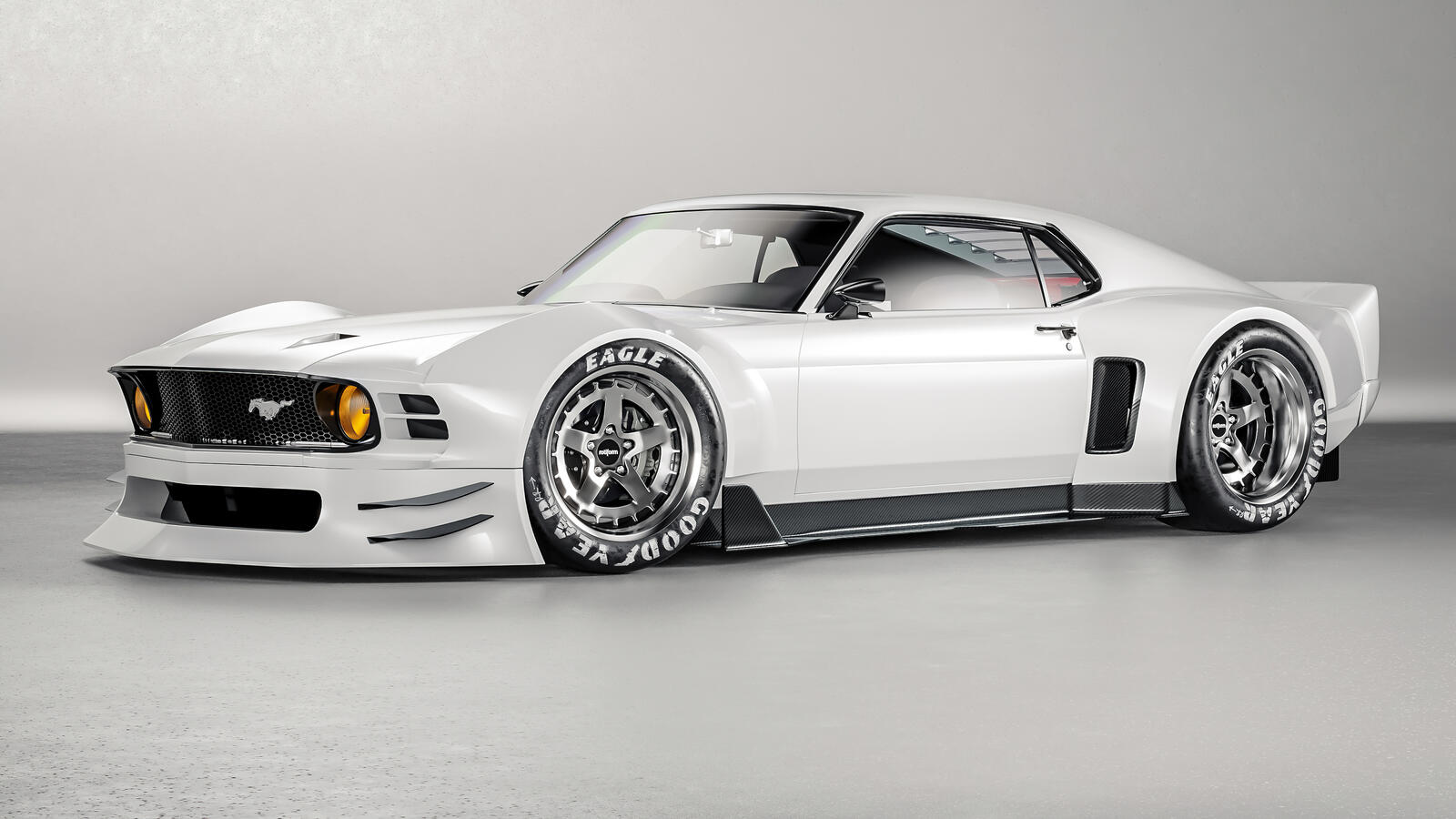Free photo Picture with white Ford Mustang for desktop
