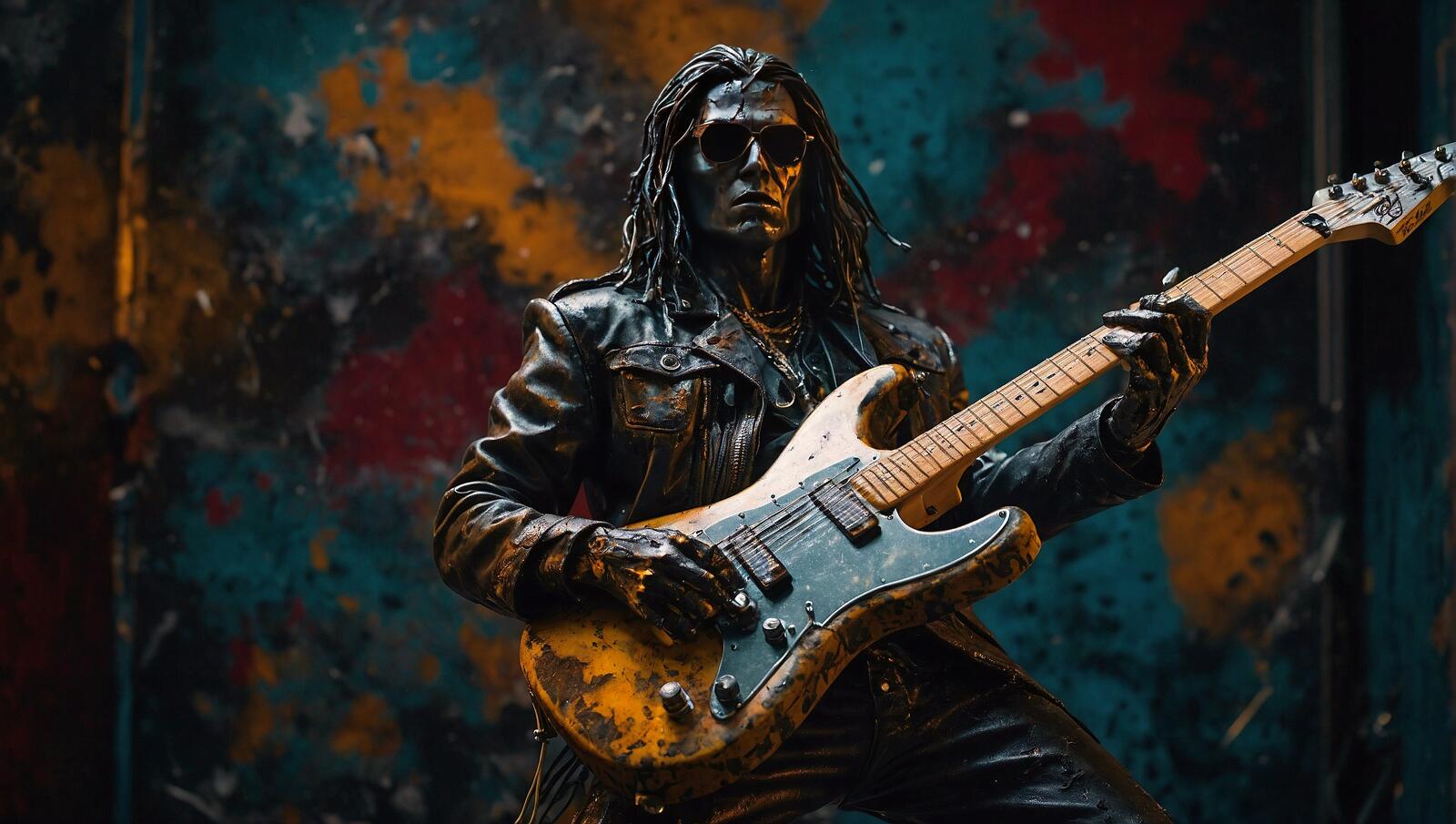 Бесплатное фото Абстрактная фотография мужчины с гитарой в руках