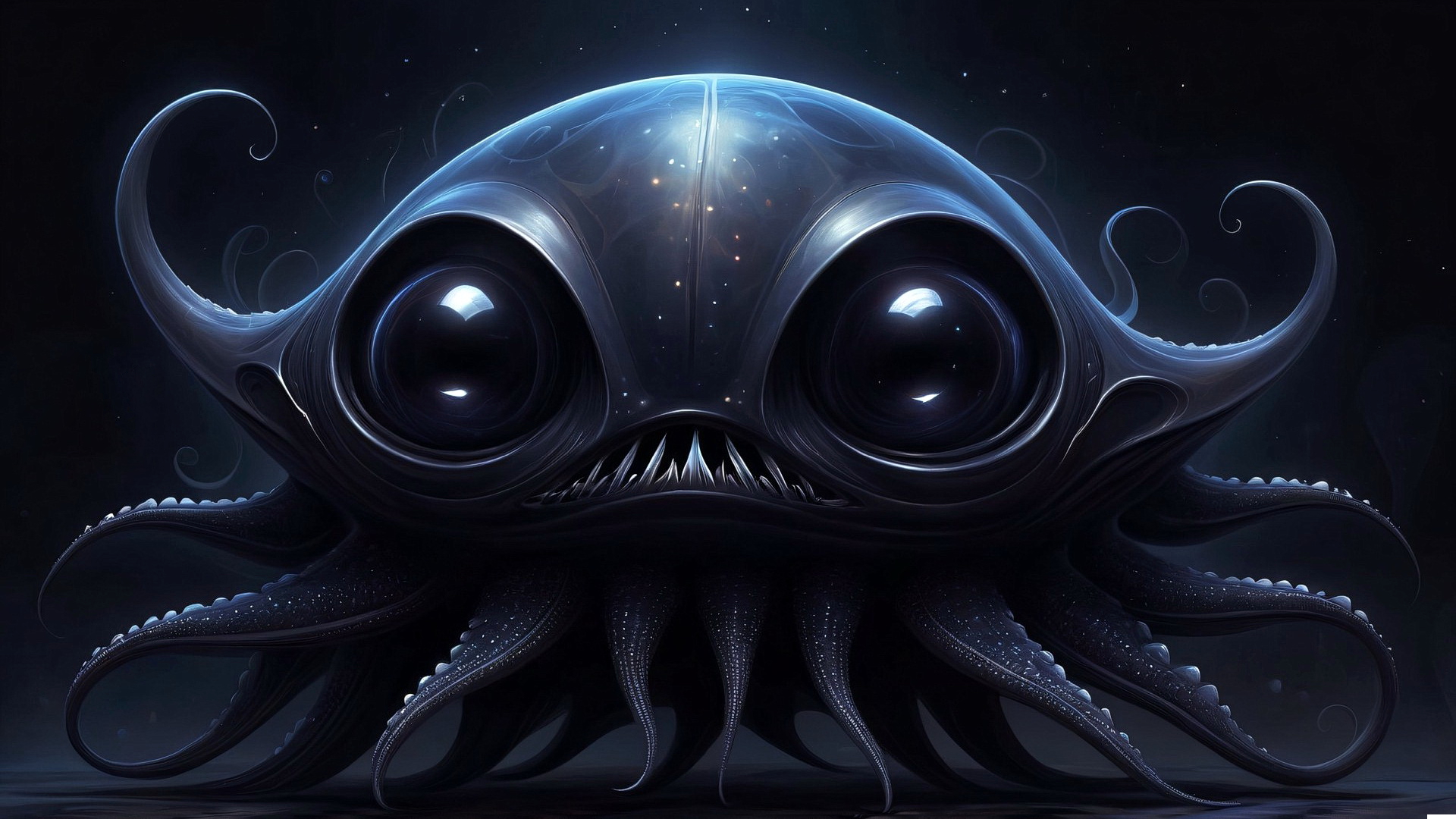 免费照片深色背景上的黑色科幻章鱼