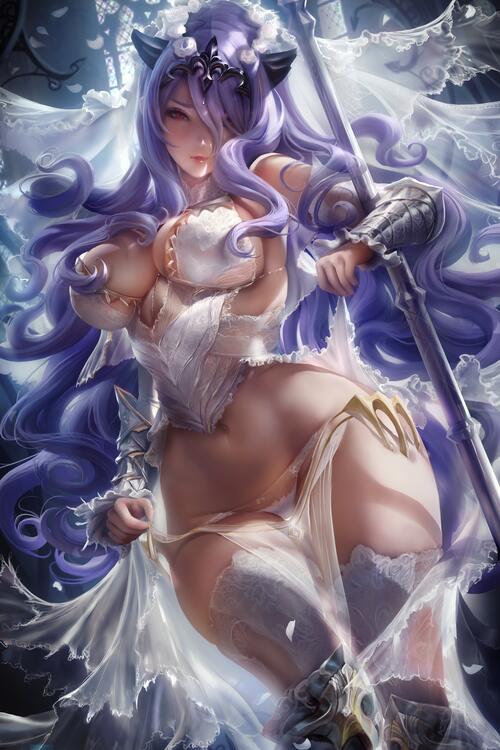 Beautiful fantasy girl in white dress