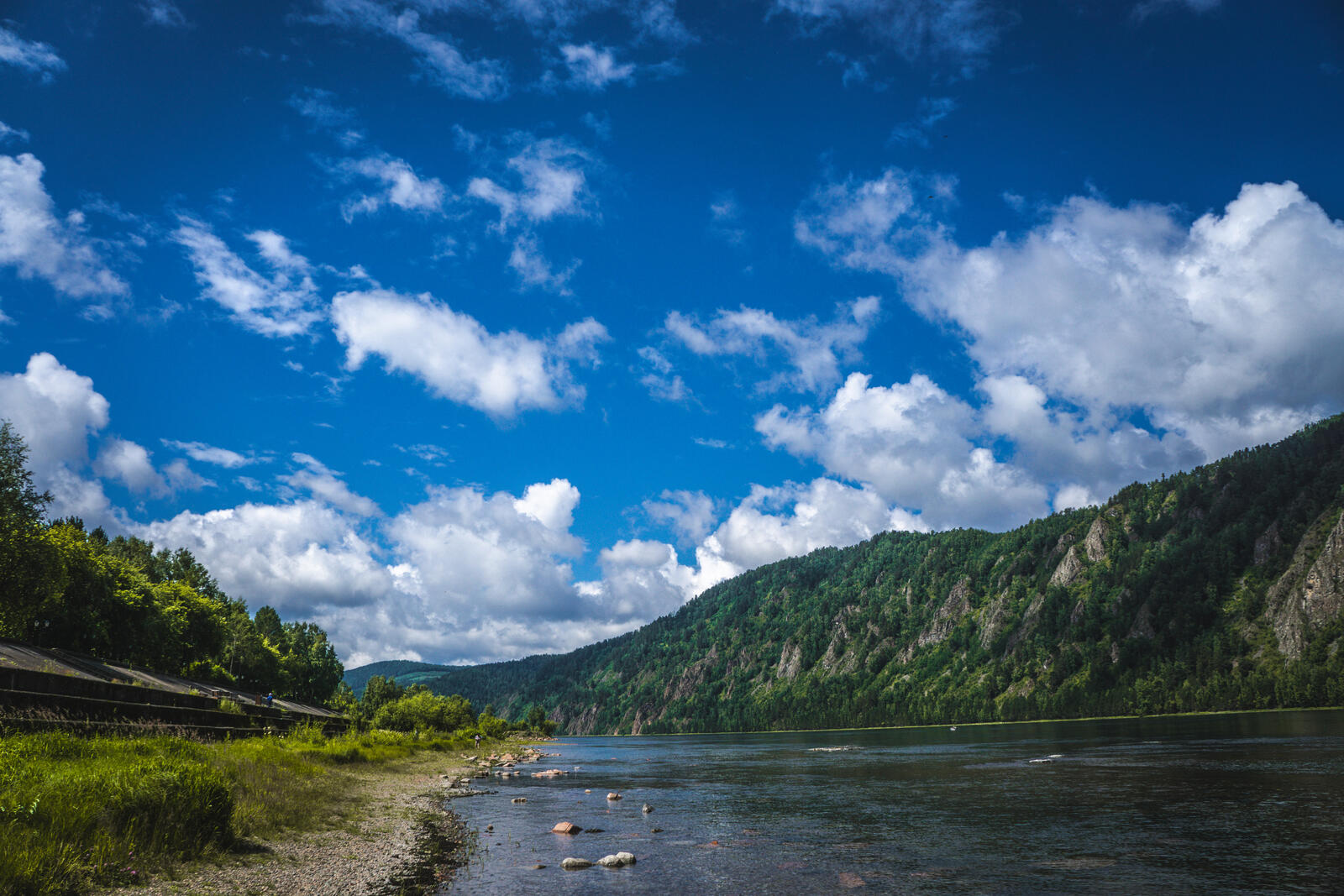 Бесплатное фото В Дивногорске летом у реки