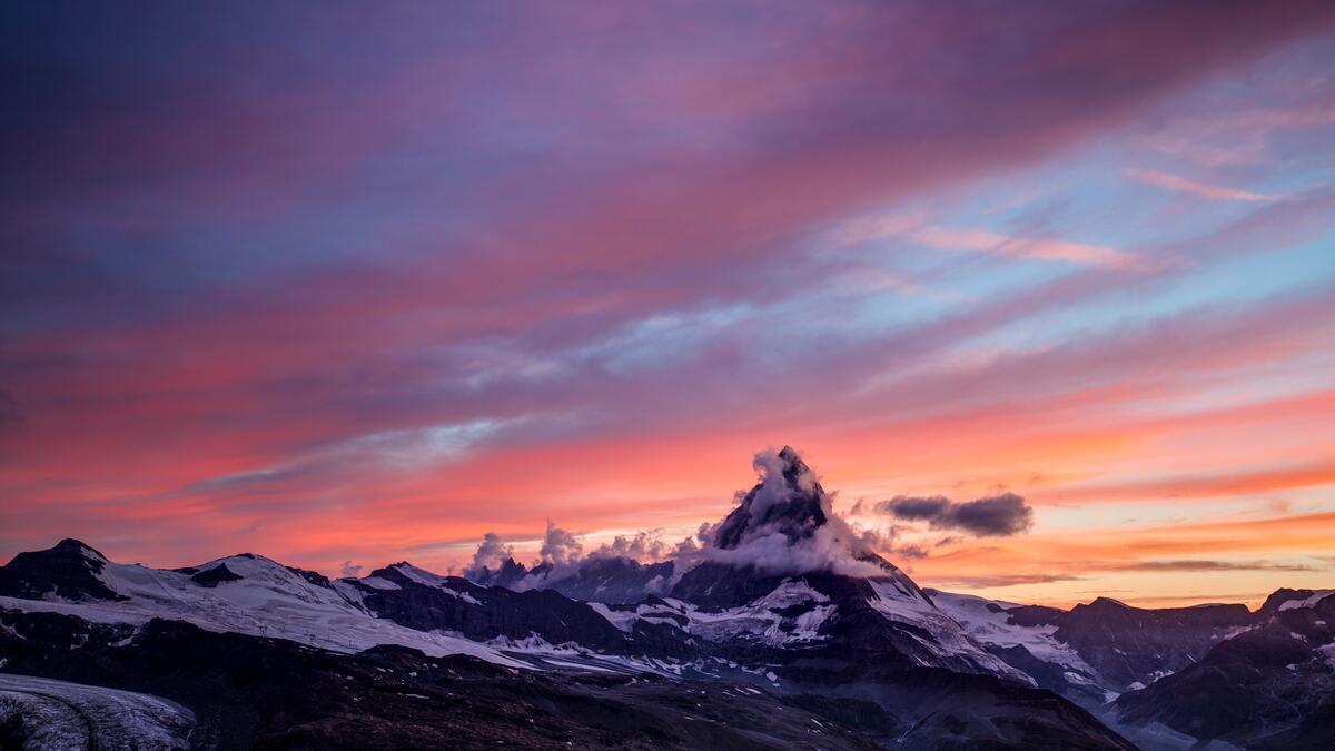 Amazing landscape with a mountain at sunset