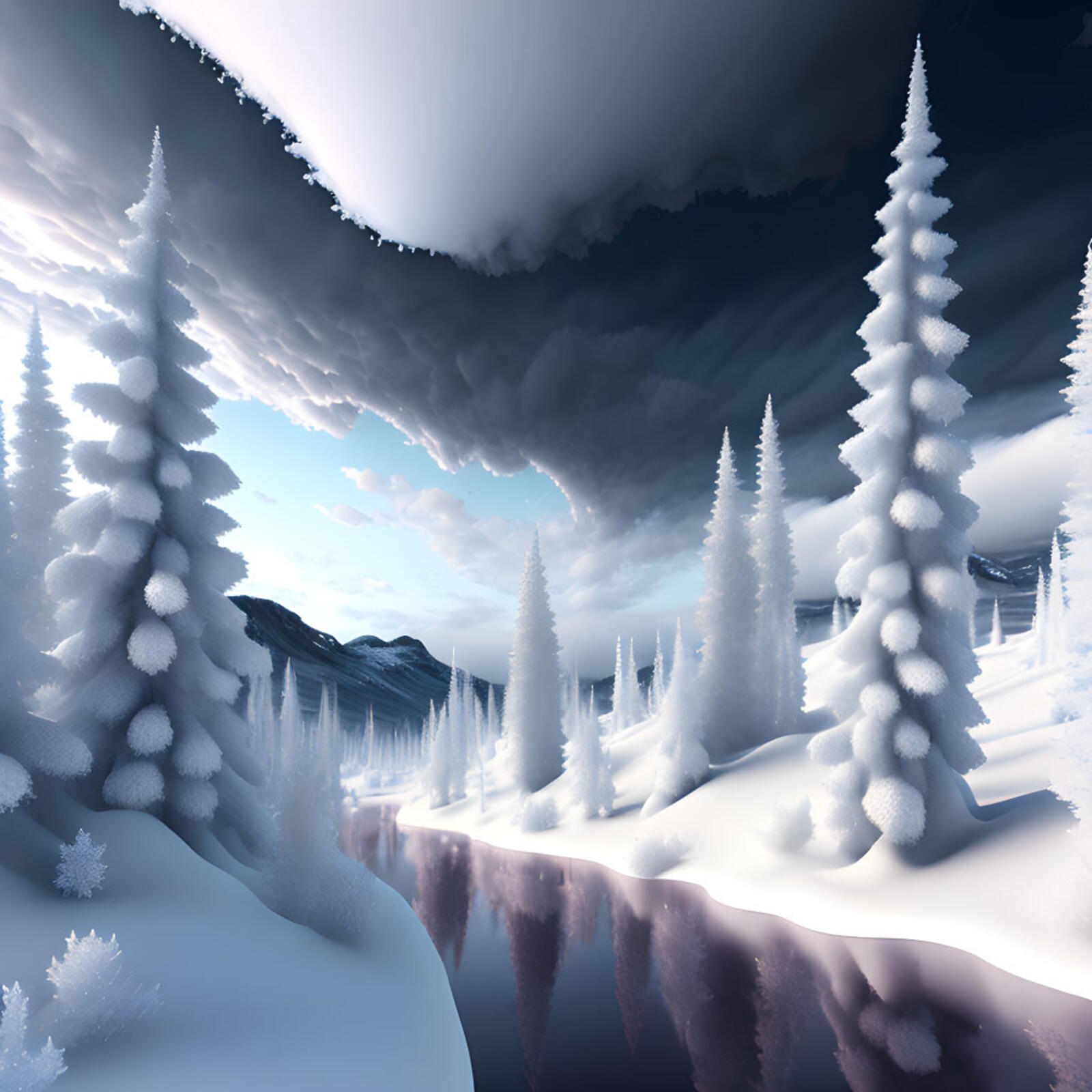 Бесплатное фото Зимний лес в морозный день