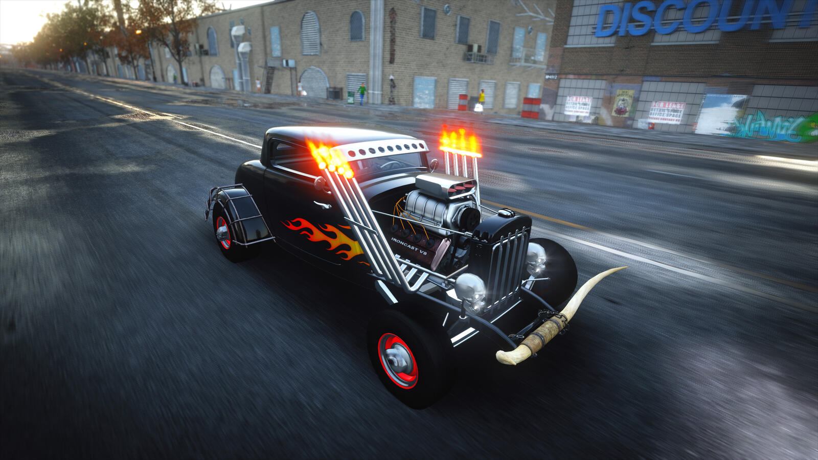 Free photo The car with the tailpipe fire from the game Crew 2