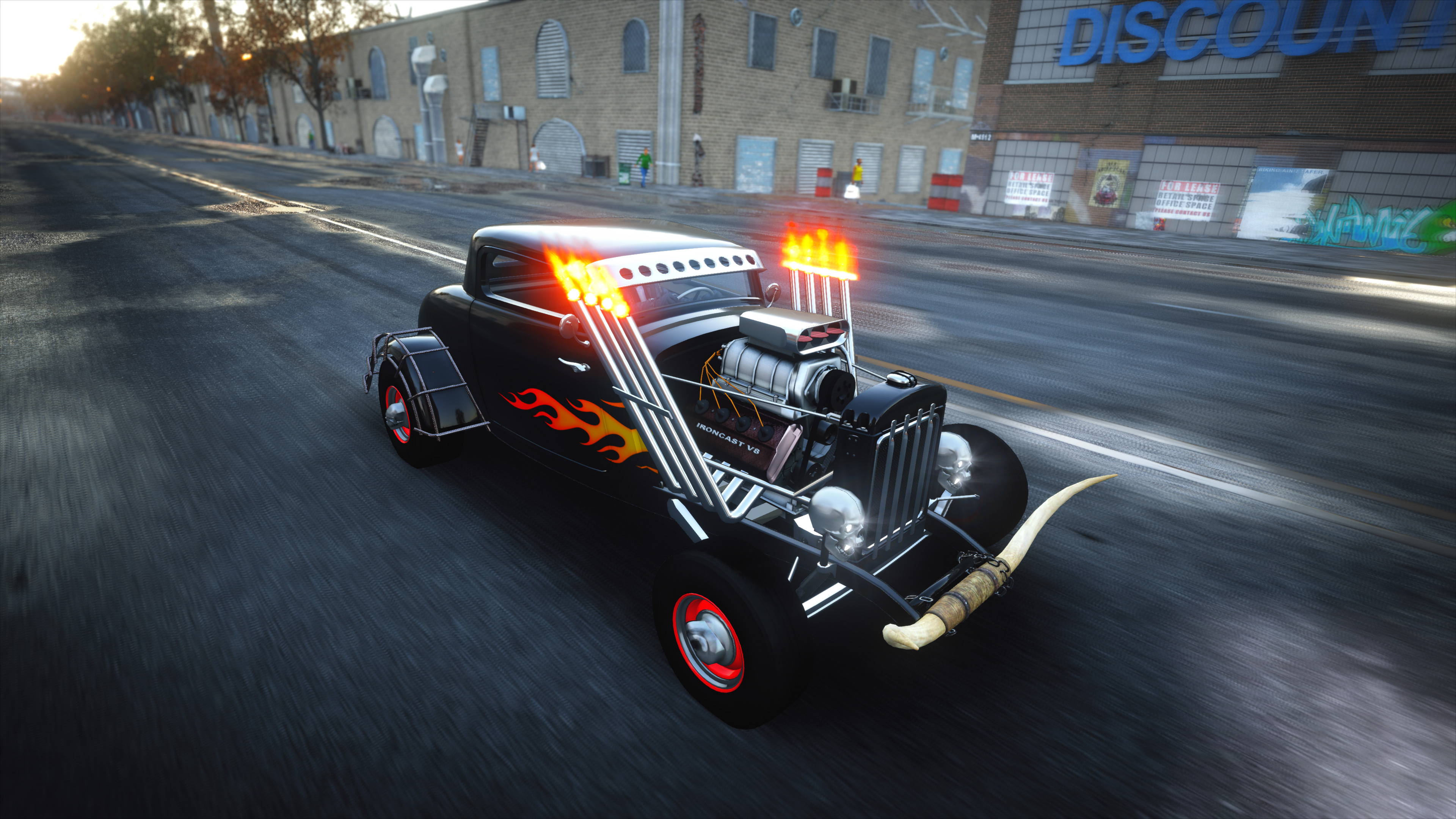 Free photo The car with the tailpipe fire from the game Crew 2