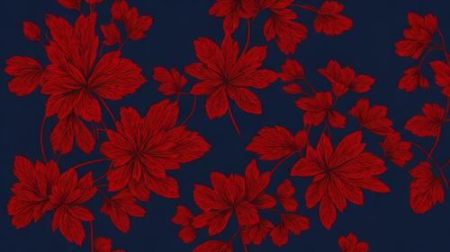 Рисунок красные листья на темно синем фоне