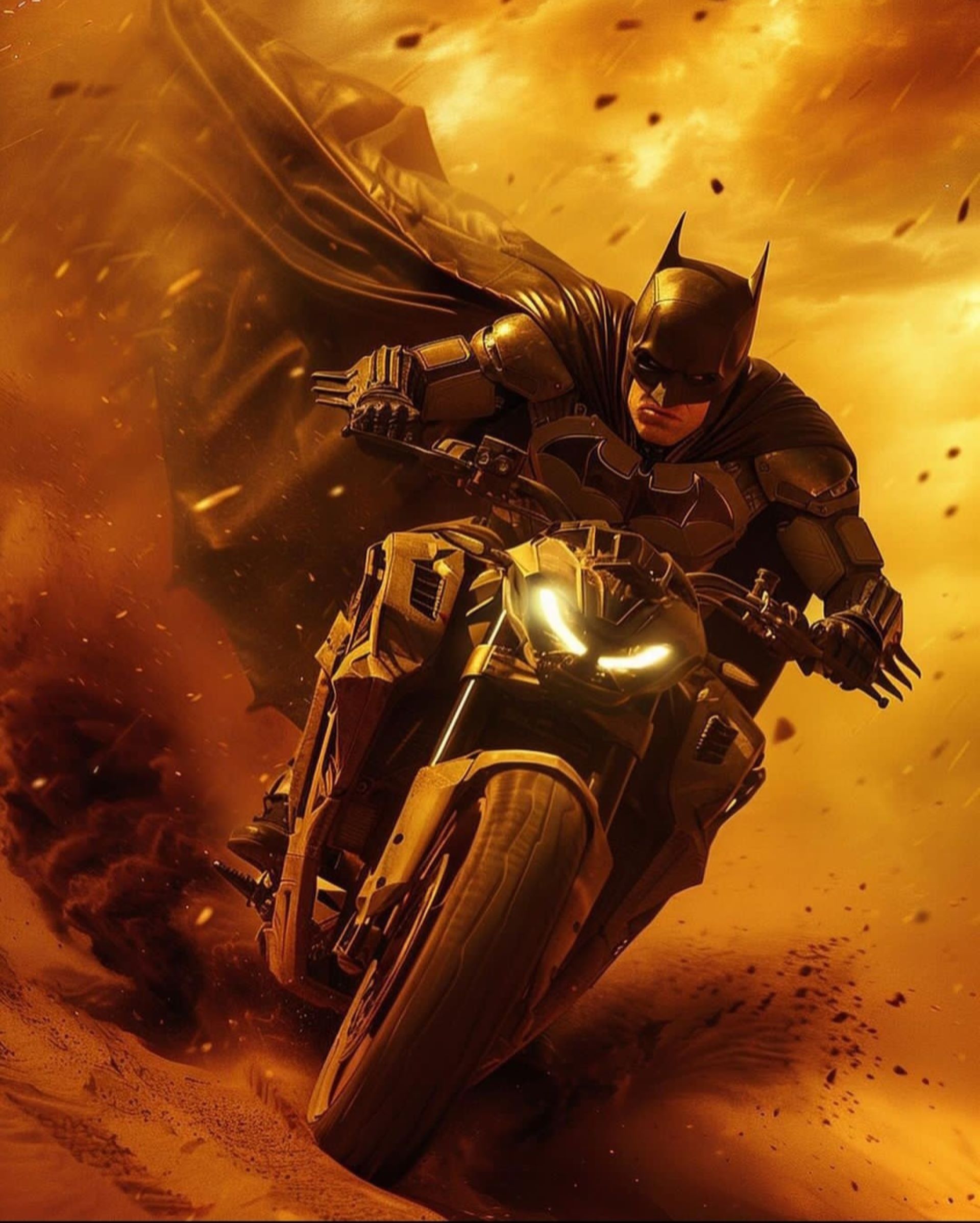 Бесплатное фото Бэтмен на мотоцикле