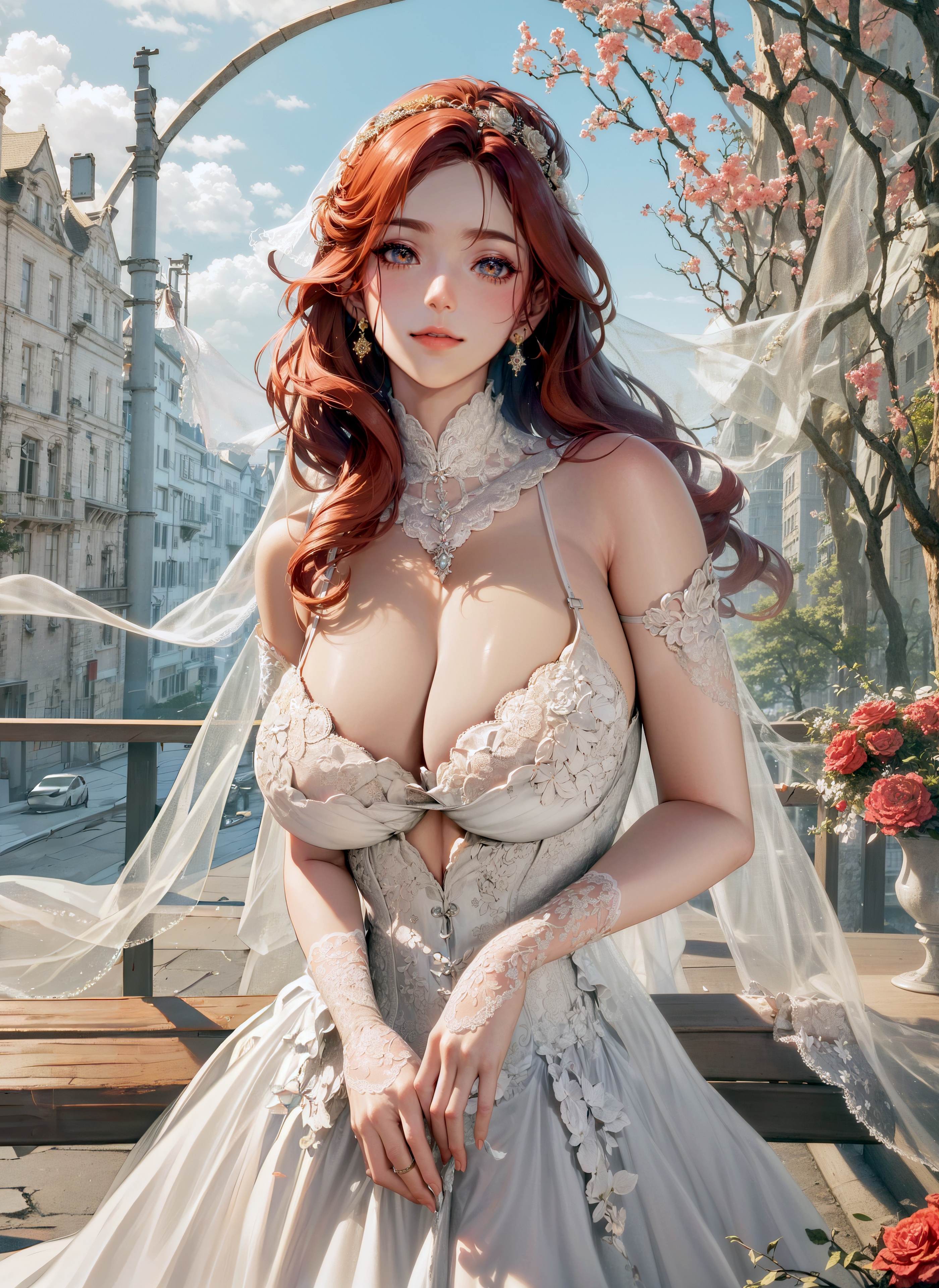 A busty Asian bride