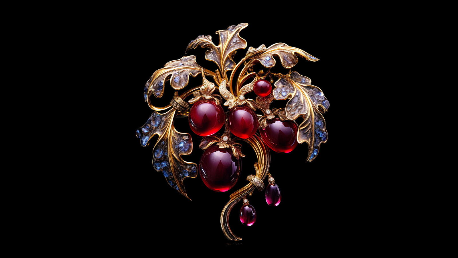 Free photo A beautiful brooch on a black background