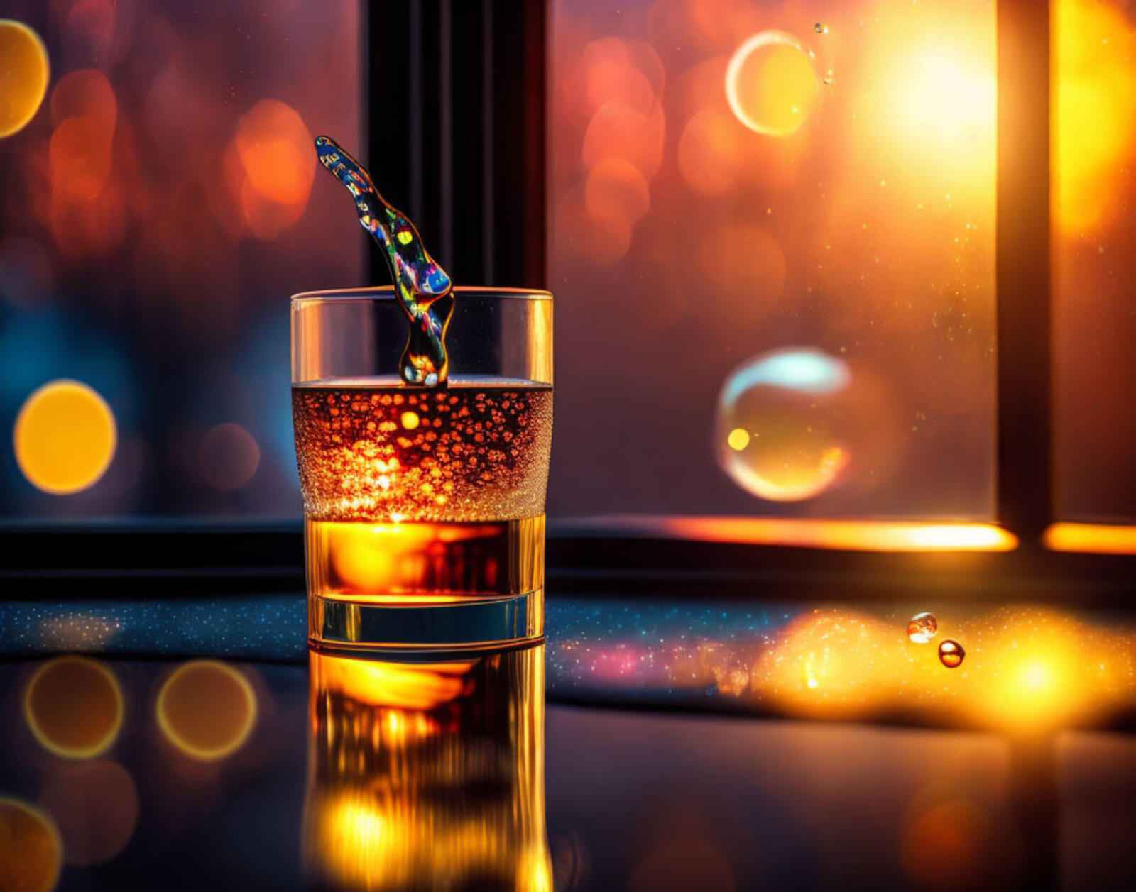 Бесплатное фото Капли жидкости в стакане