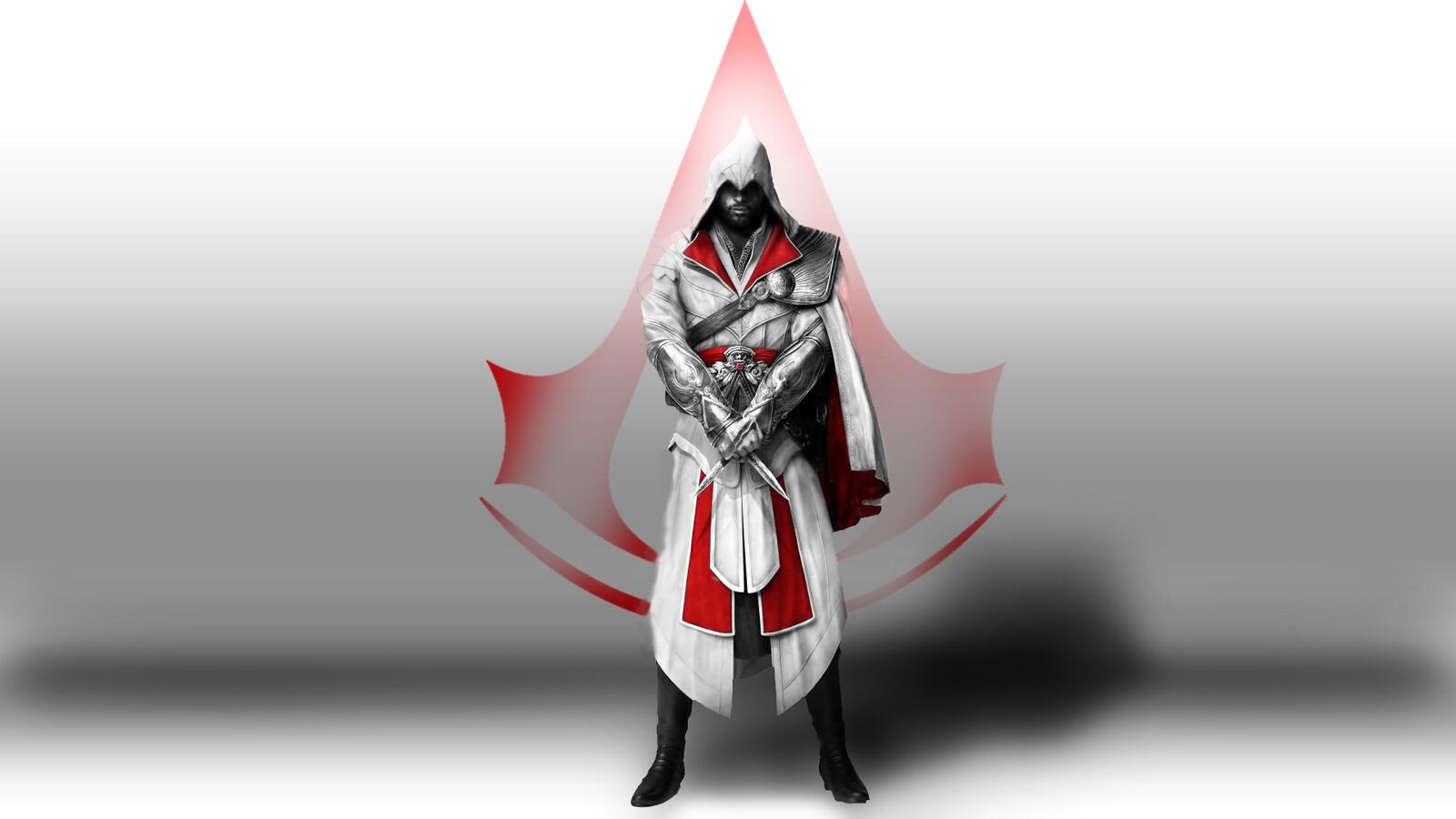 Free photo Assassins creed on a gray background