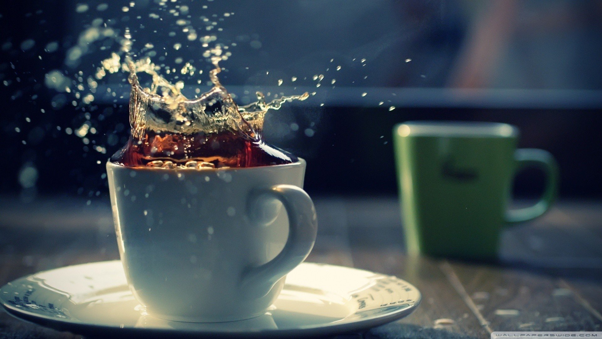 A splash of tea in a cup
