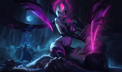 The girl with the pink inserts from League Of Legends.