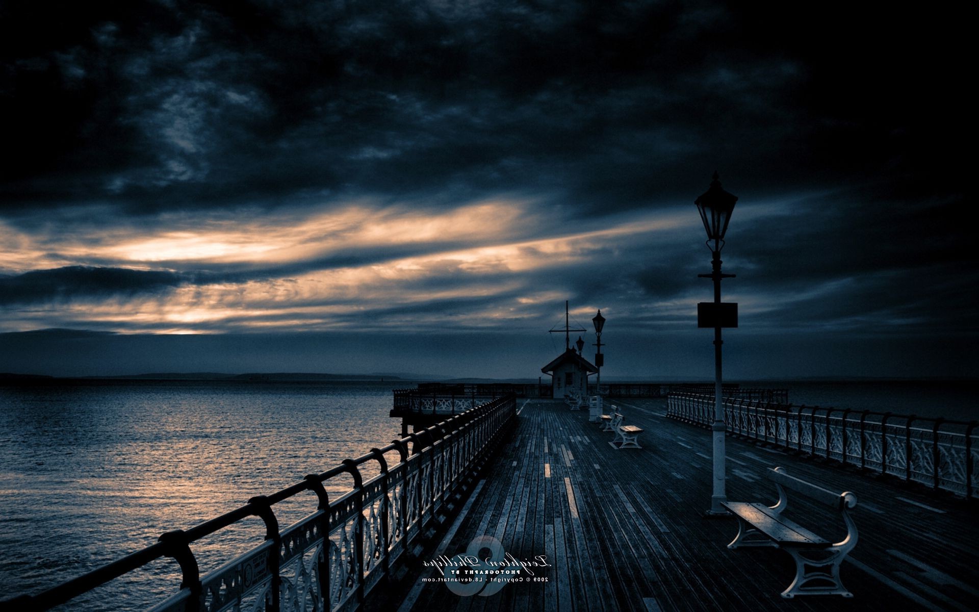 The old pier in the dark