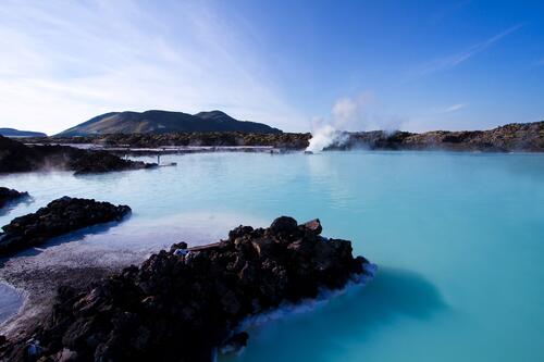Hot springs with blue water