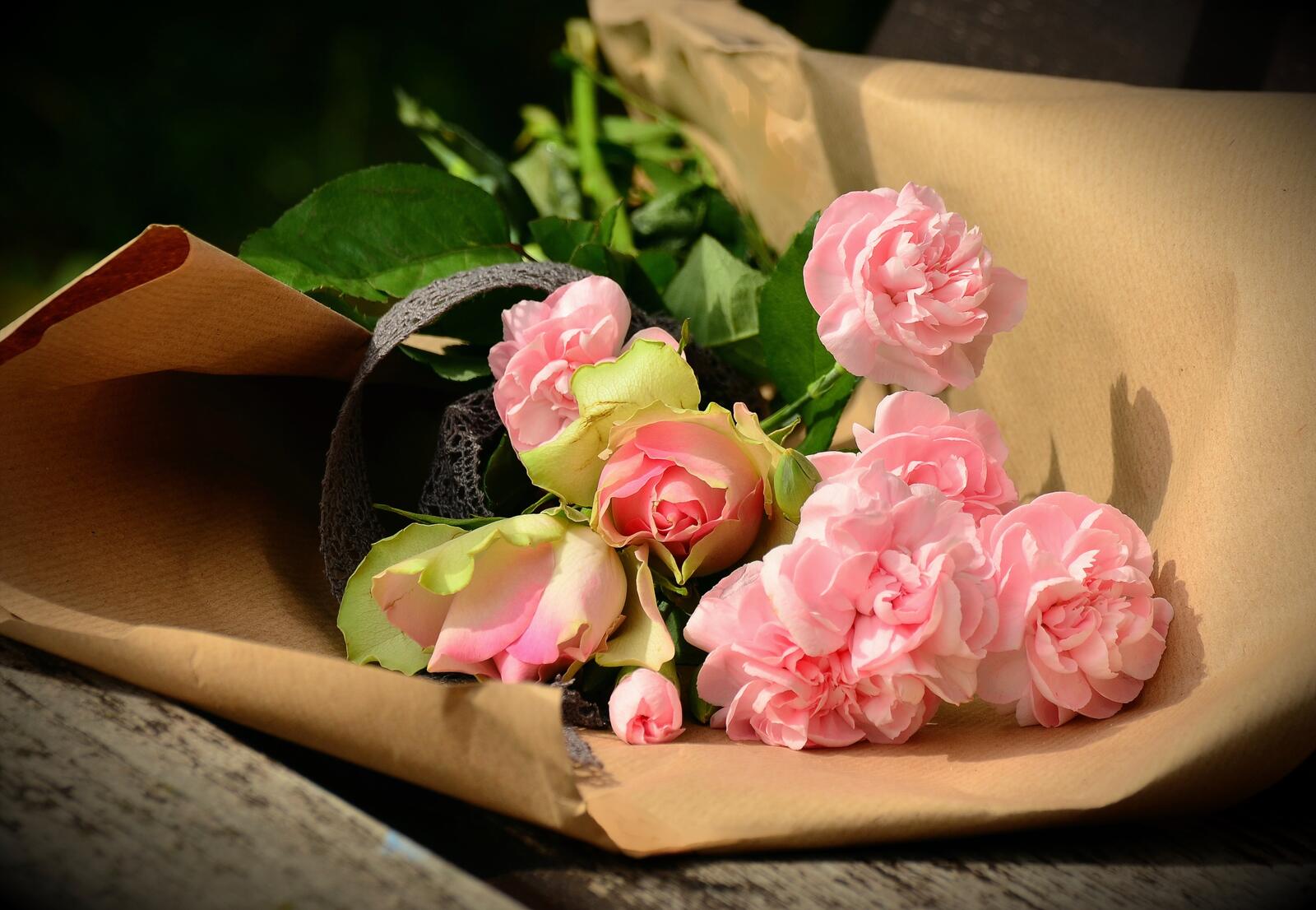 Бесплатное фото Букет из розовых роз
