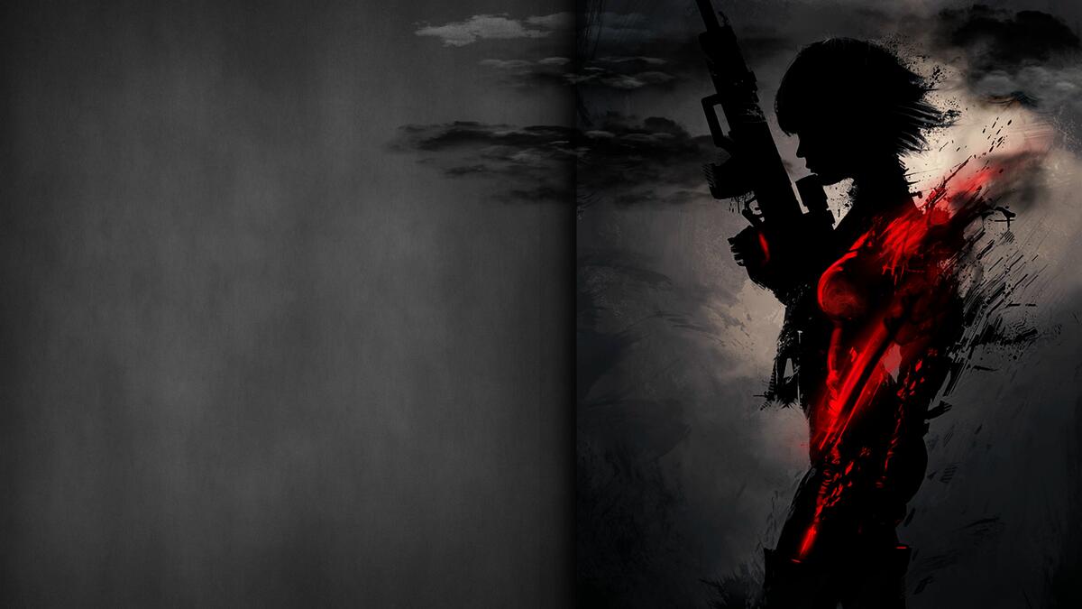 Silhouette of a girl sniper